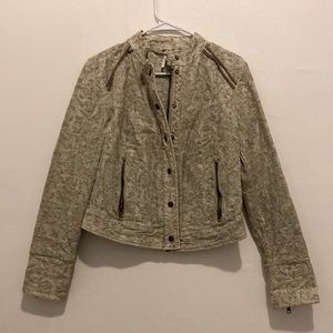 Free People Grey Floral Moto Style Jacket SZ6
